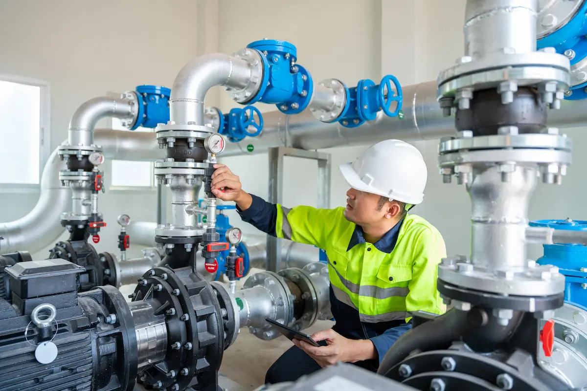 SEQ Pumps technician servicing a water pump in the field.